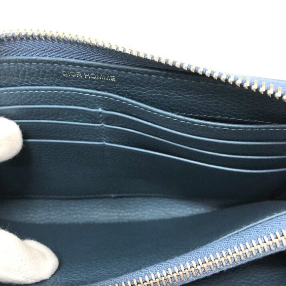 DIOR HOMME logo Zip Around Saif Long Wallet Leather Navy/SilverHardware - Picture 13 of 16